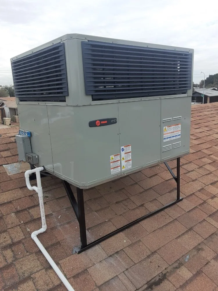 Trane rooftop packaged AC unit installed in Phoenix